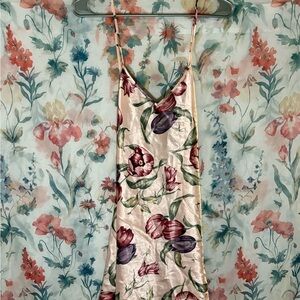 Vintage Floral Satin Slip Dress